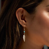 Feather Gem Silver Earrings  - Choice of Colour