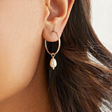 Pearl Drop Hoop Silver Earrings