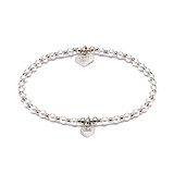 Pretty Pearl Heart Silver Charm Bracelet