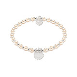Pearl Mini Orchid Silver Charm Bracelet  - Love you Mum