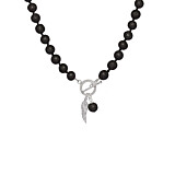 42 Men's Lava Bead Silver Necklace - Angel Wing