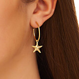Starfish Hoop Gold Earrings
