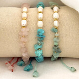 Semi Precious Stone and Pearl Bracelet - Choice of Stone