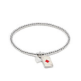 Santeenie Silver Charm Bracelet - Red Ace Diamonds Card