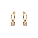 Outlet NU & MII Manhattan Gold Hoop Earrings - Clear Crystal