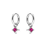 NU & MII Huggy Hoop Square Silver Earrings - Pink