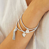 Santeenie Silver Charm Bracelet - Laughter Love Life Motto