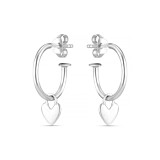 Weeny Heart Silver Hoop Earrings