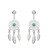 Turquoise Dreamcatcher Silver Earrings