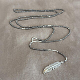 Feather Beaded Long Necklace - Choice of Colour