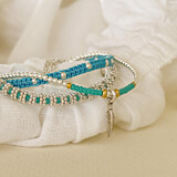 Luminous Neon Turquoise Silver Stack