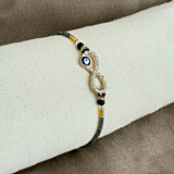 Charcoal Evil Eye Infinity Beaded Bracelet