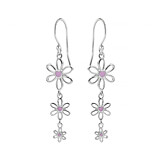 Enamel Flower Heart Silver Hook Earrings – Choice of Colour