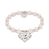 Rose Quartz Orchid Charm Bracelet - Multi Heart