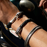 42 Men's Snake and Tail Silver Leather Bracelet