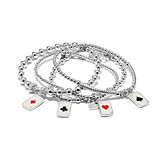 Four of a Kind Cards Silver Bracelet Stack
