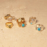 NU & MII Seville Gold Plated Ring - Rose Quartz