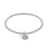 Santeenie Silver Enamel Heart Charm Bracelet - Choice of Colour