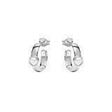 Outlet Cosmic Pearl Silver Hoop Earrings