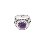 42 Men's Round Amethyst Cross Silver Ring