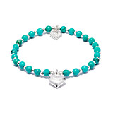 Mini Orchid Turquoise Silver Charm Bracelet
