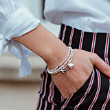 Dainty Boxed Heart Silver Bracelet