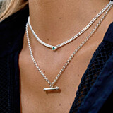 NU & MII Limelight Bar Silver Chain Necklace