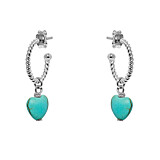 Turquoise Heart Hoop Silver Earrings