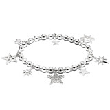 Sparkling Cluster of Stars Silver Charm Bracelet