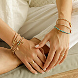 Santeenie Gold and Turquoise Charm Bracelet - Dream Believe Achieve
