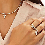 Santeenie Silver Charm Ring - Feather