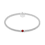Aster Silver Bracelet - Ruby Red