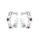 NU & MII Bejewelled Hoop Silver Earrings