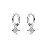 NU & MII Huggy Hoop Square Silver Earrings - Moonstone