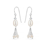 Outlet Pearly Crystal Dangle Silver Earrings