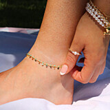 Glass Stone & Disc Anklet - Choice of Colour