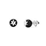 Outlet Black Onyx Star Silver Stud Earrings