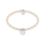 Pearl Mini Orchid Silver Charm Bracelet  - Love you