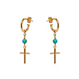 NU & MII Turquoise Cross Gold Earrings