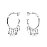 Teardrop Silver Hoop Earrings
