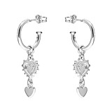 Outlet Vintage Heart Silver Hoop Earrings