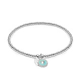 Santeenie Silver Enamel Heart Charm Bracelet - Choice of Colour