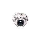 42 Men's Round Black Onyx Cross Silver Ring