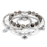 Labradorite Quartet Silver Stack