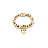Mini Charm Gold Plated Ring - Crystal Heart