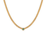 Outlet NU & MII Manhattan Gold Chain Necklace - Green Crystal
