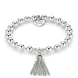 Orchid Tassel Silver Charm Bracelet