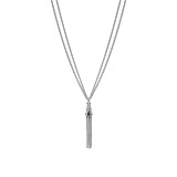 Double Chain Silver Necklace - Tassel
