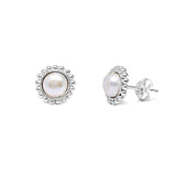 Outlet Pearl Silver Stud Earrings
