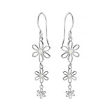 Enamel Flower Heart Silver Hook Earrings – Choice of Colour